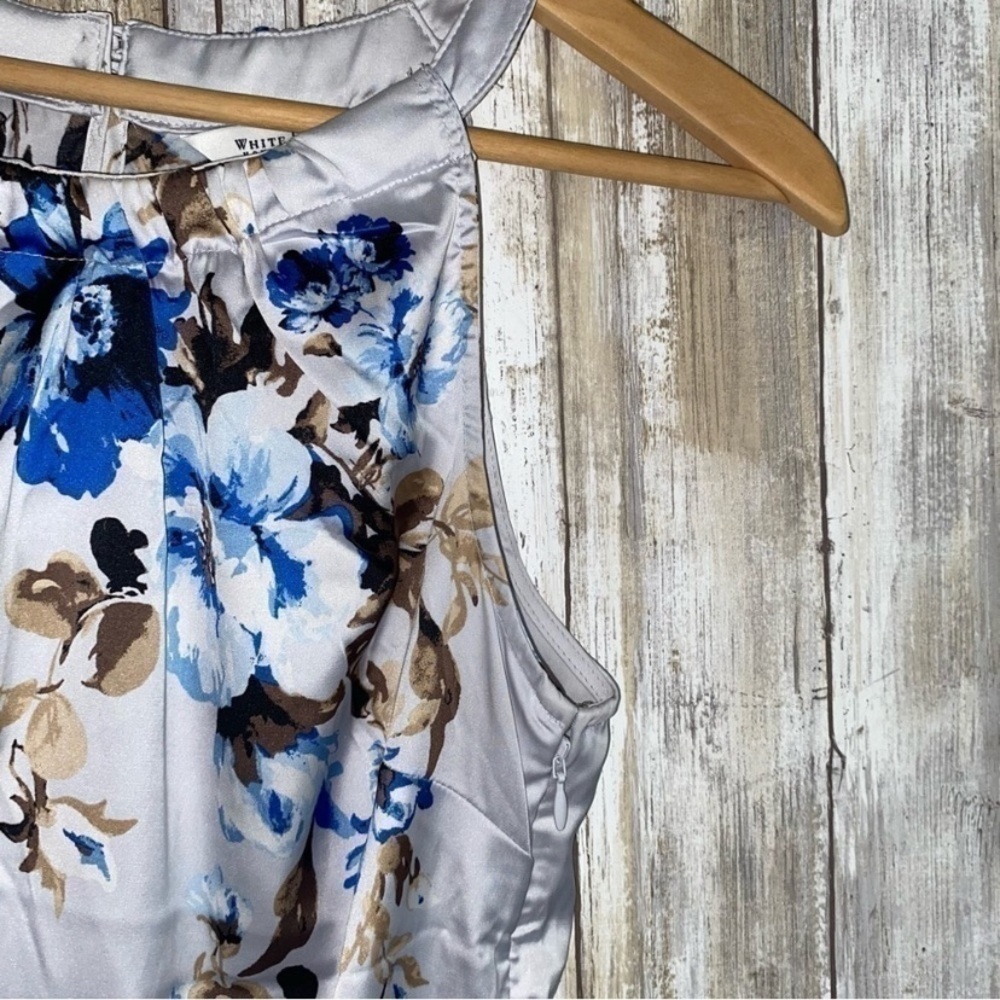 White House Black Market Lavender Floral Sleeveless Blouse - Picture 2 of 8